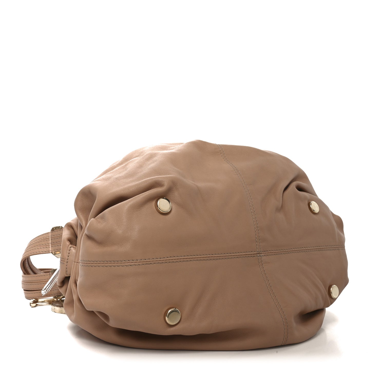 Calfskin Lucite Zip Shoulder Bag Beige