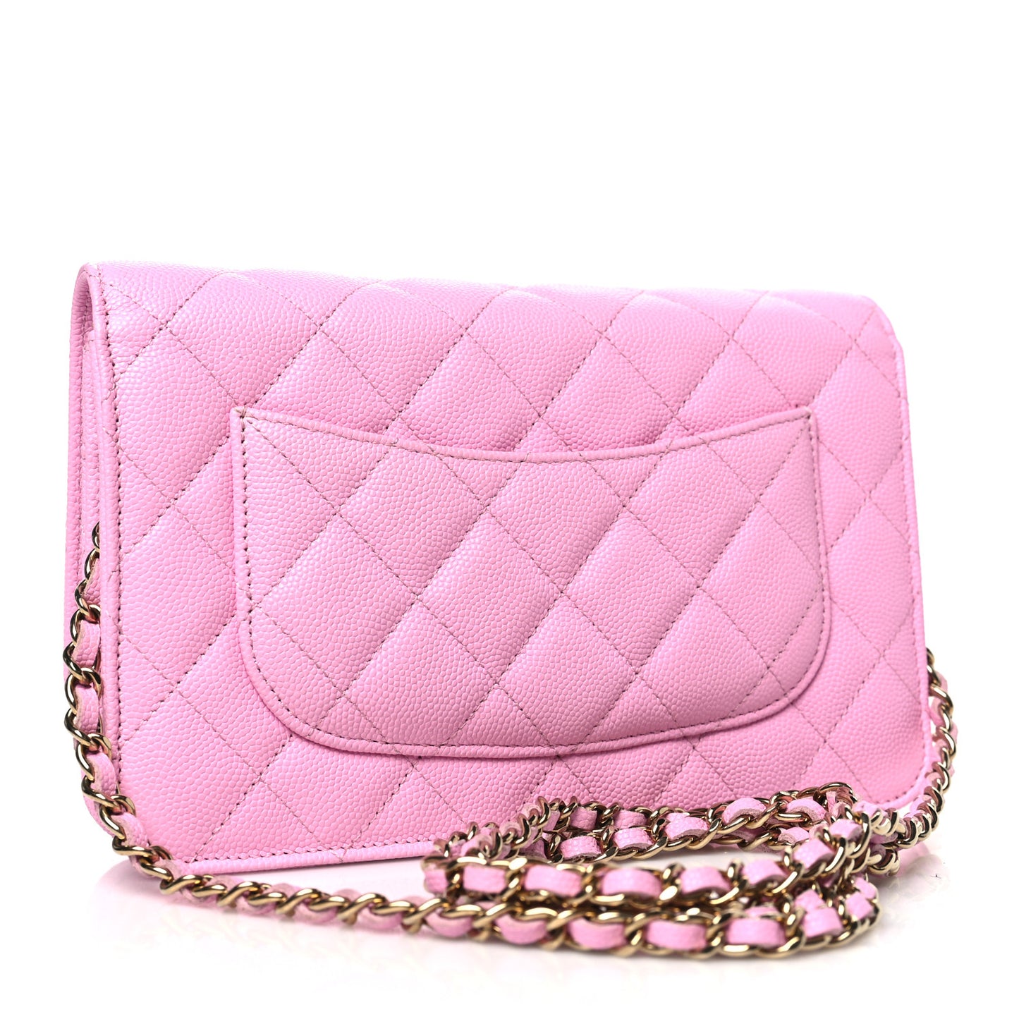 Caviar Quilted Wallet on Chain WOC Light Pink