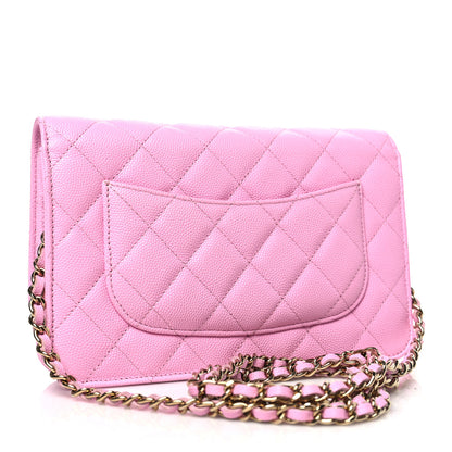 Chanel Caviar Quilted Wallet on Chain WOC Light Pink 3 of 12