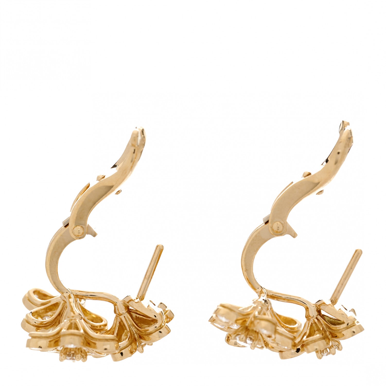 Van Cleef & Arpels 18K Yellow Gold Diamond Socrate 3 Flowers Earrings 3 of 5
