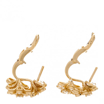 Van Cleef & Arpels 18K Yellow Gold Diamond Socrate 3 Flowers Earrings 3 of 5