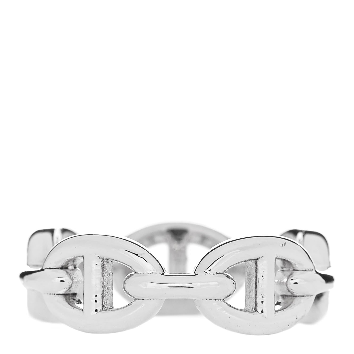 Hermes Sterling Silver PM Chaine d'Ancre Enchainee Band Ring 55 7.25 3 of 9