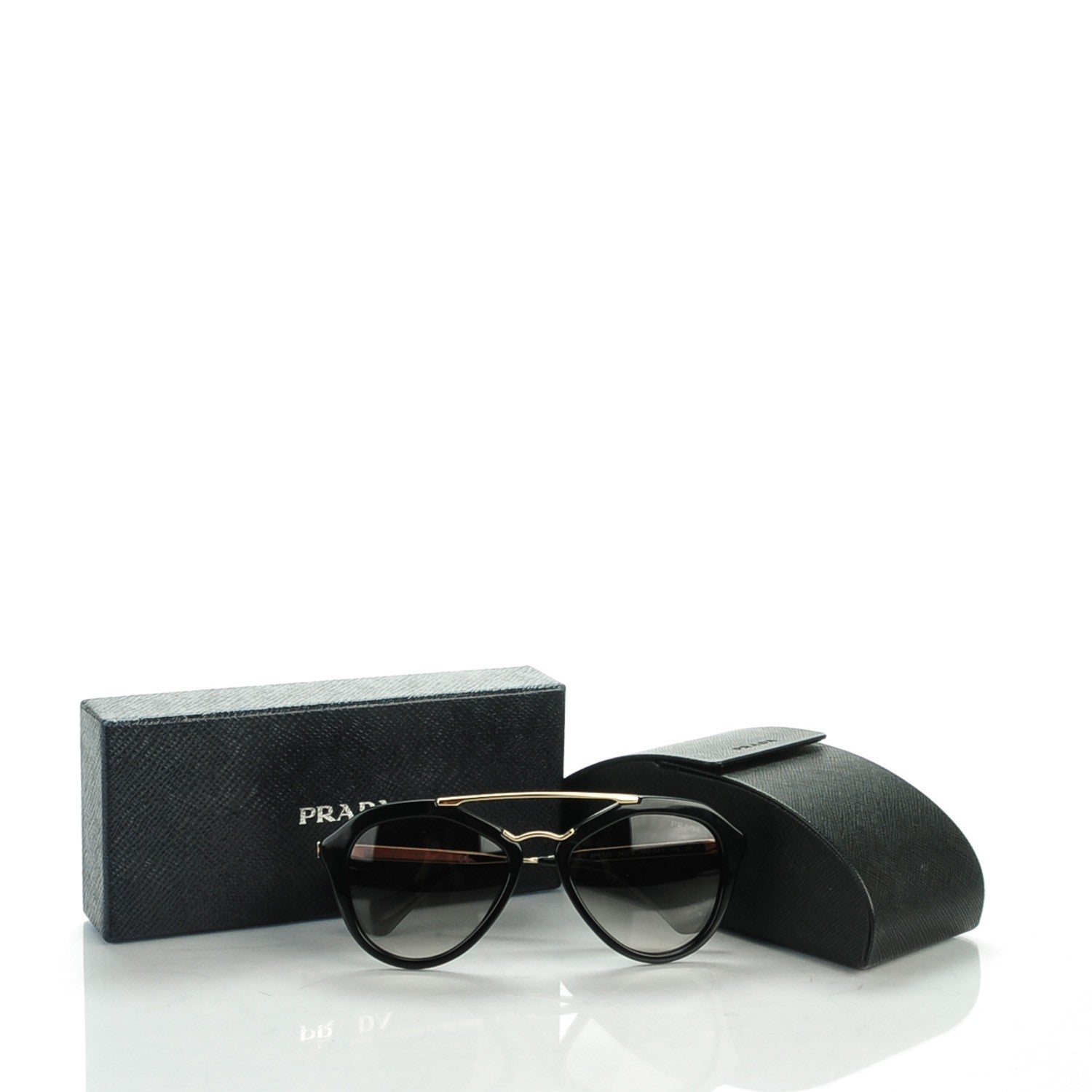Prada Acetate Metal Cinema Sunglasses SPR 12Q Black 6 of 6