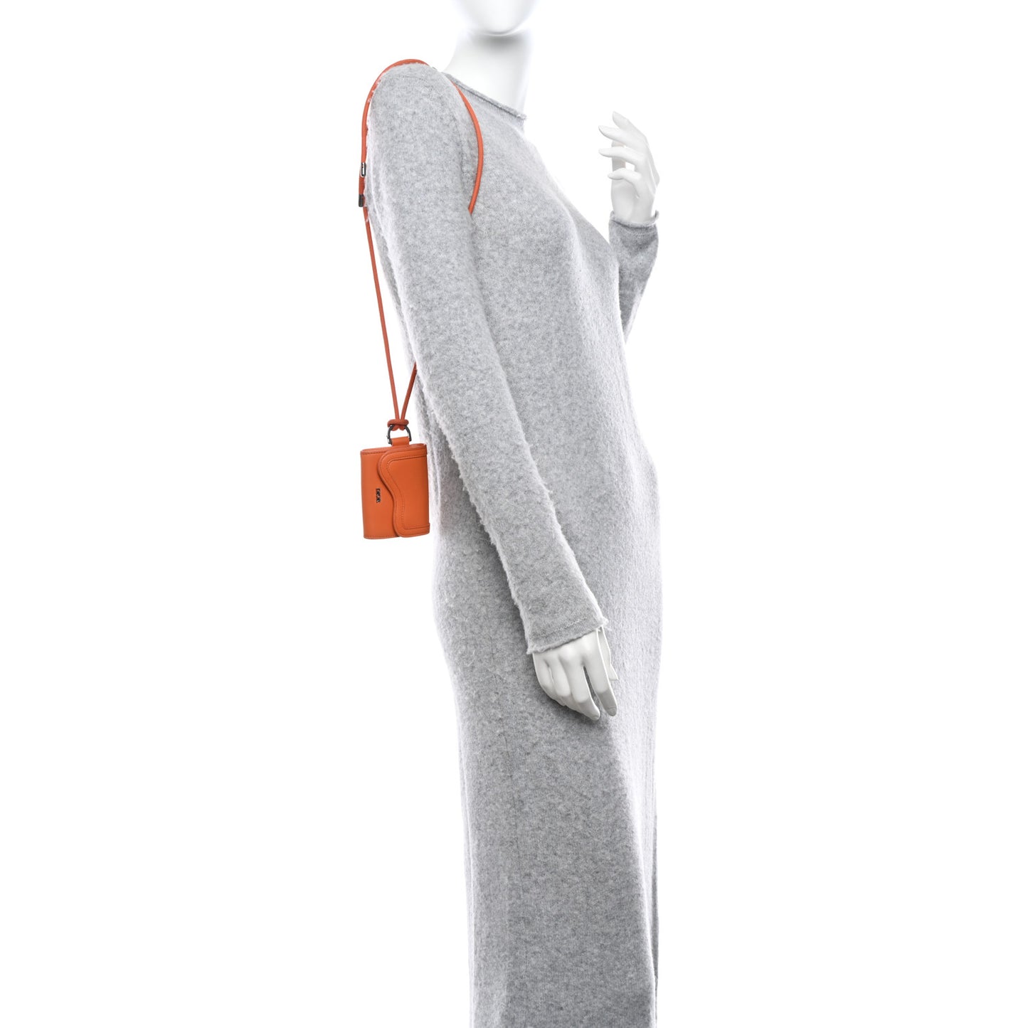 Smooth Calfskin Saddle Card Holder On Strap Orange