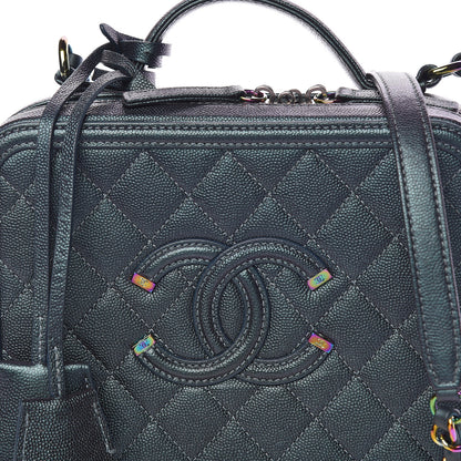 Chanel Iridescent Caviar Quilted Medium CC Filigree Vanity Case Dark Turquoise 8 of 15