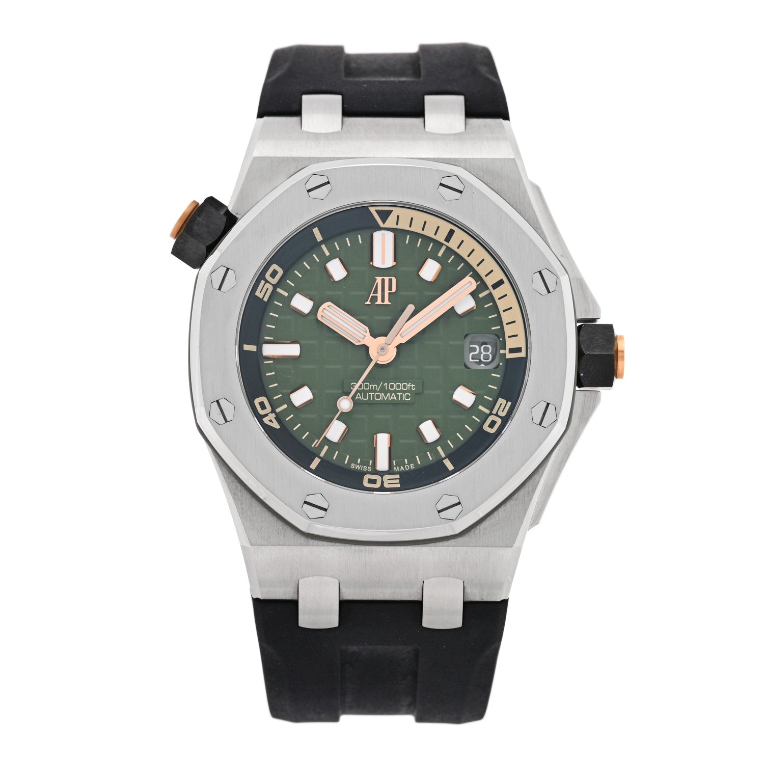 Audemars Piguet Stainless Steel Rubber 42mm Royal Oak Offshore Diver Automatic Watch Green 15720ST.OO.A052CA.01 1 of 4