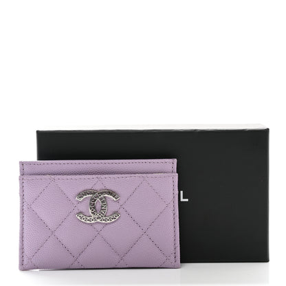 Chanel Caviar Quilted CC Logo Card Holder Light Purple 9 of 9
