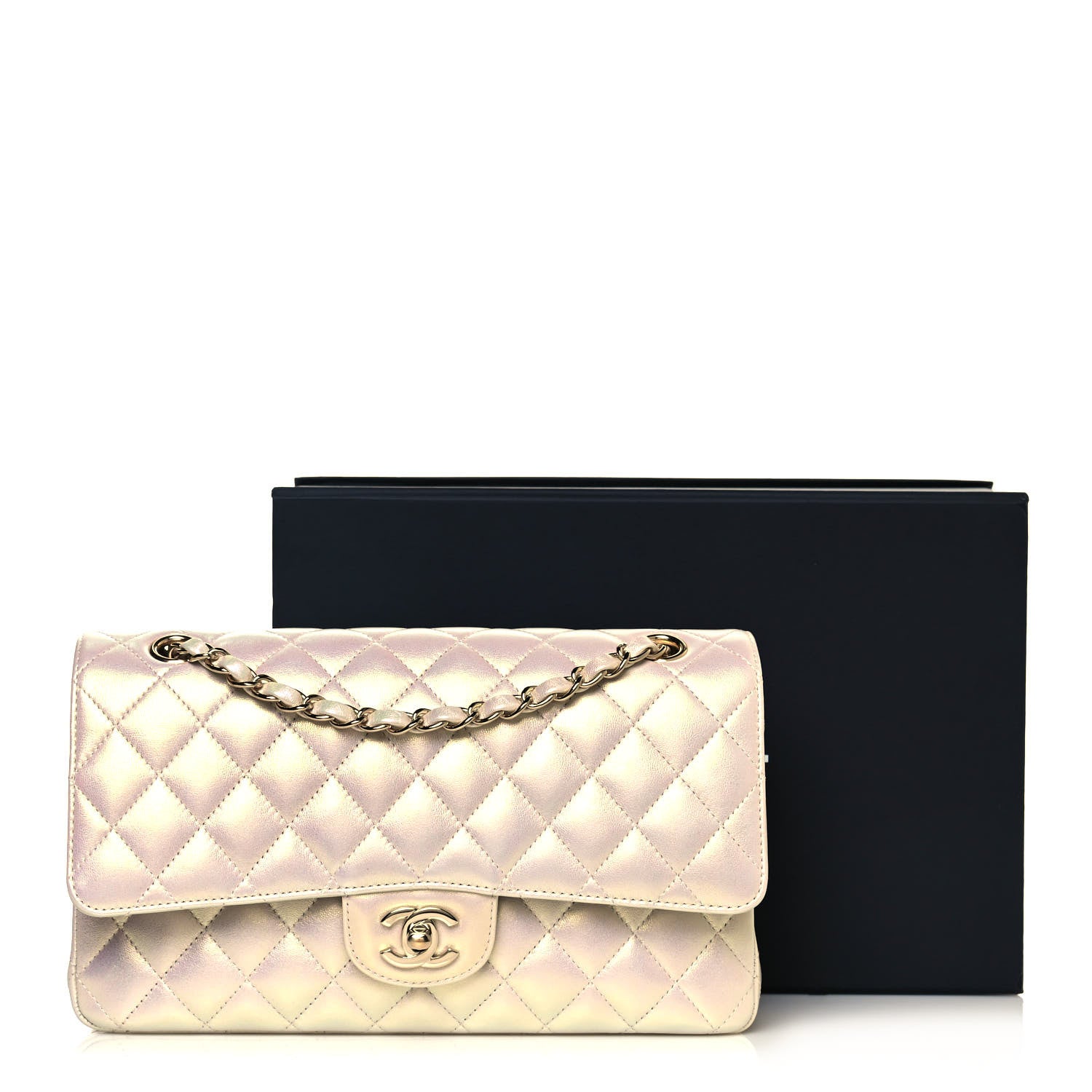 Chanel Iridescent Lambskin Quilted Medium Double Flap Ivory 11 of 11
