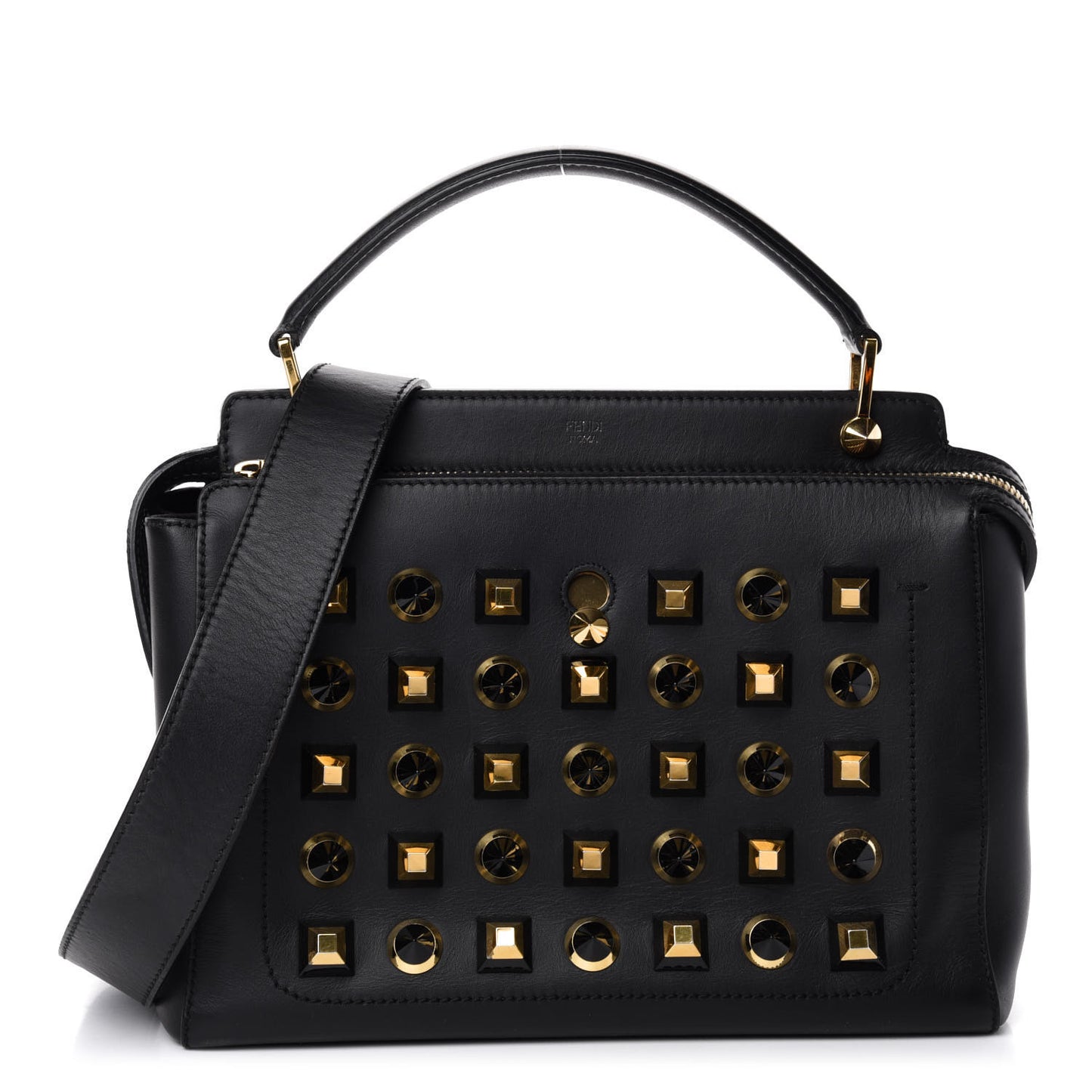 Vitello Baltico Studded Dotcom Satchel Black