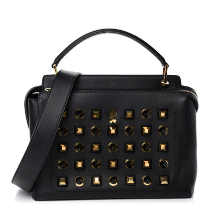 Fendi Vitello Baltico Studded Dotcom Satchel Black 1 of 13