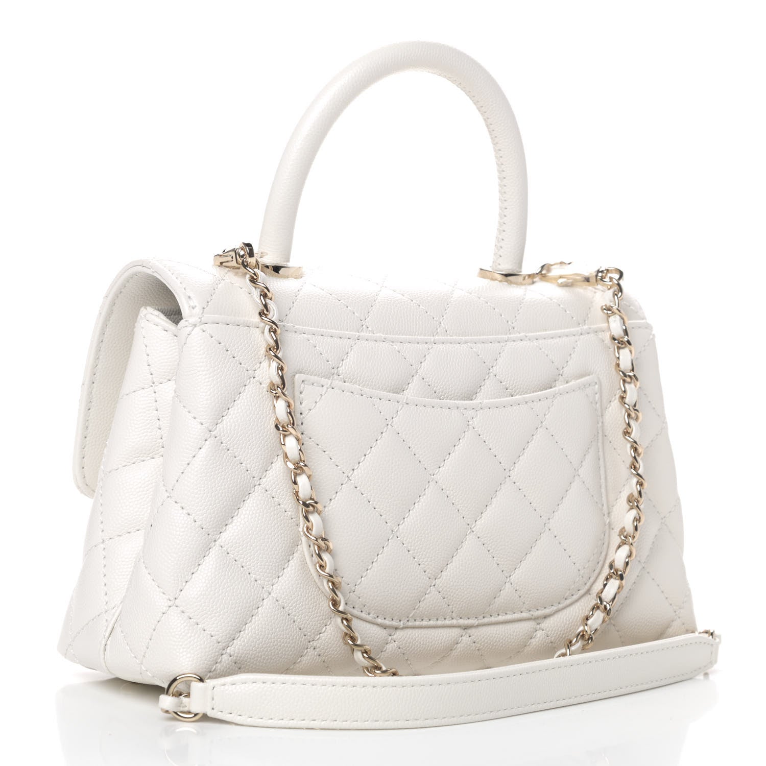 Chanel Caviar Quilted Mini Coco Handle Flap White 2 of 4