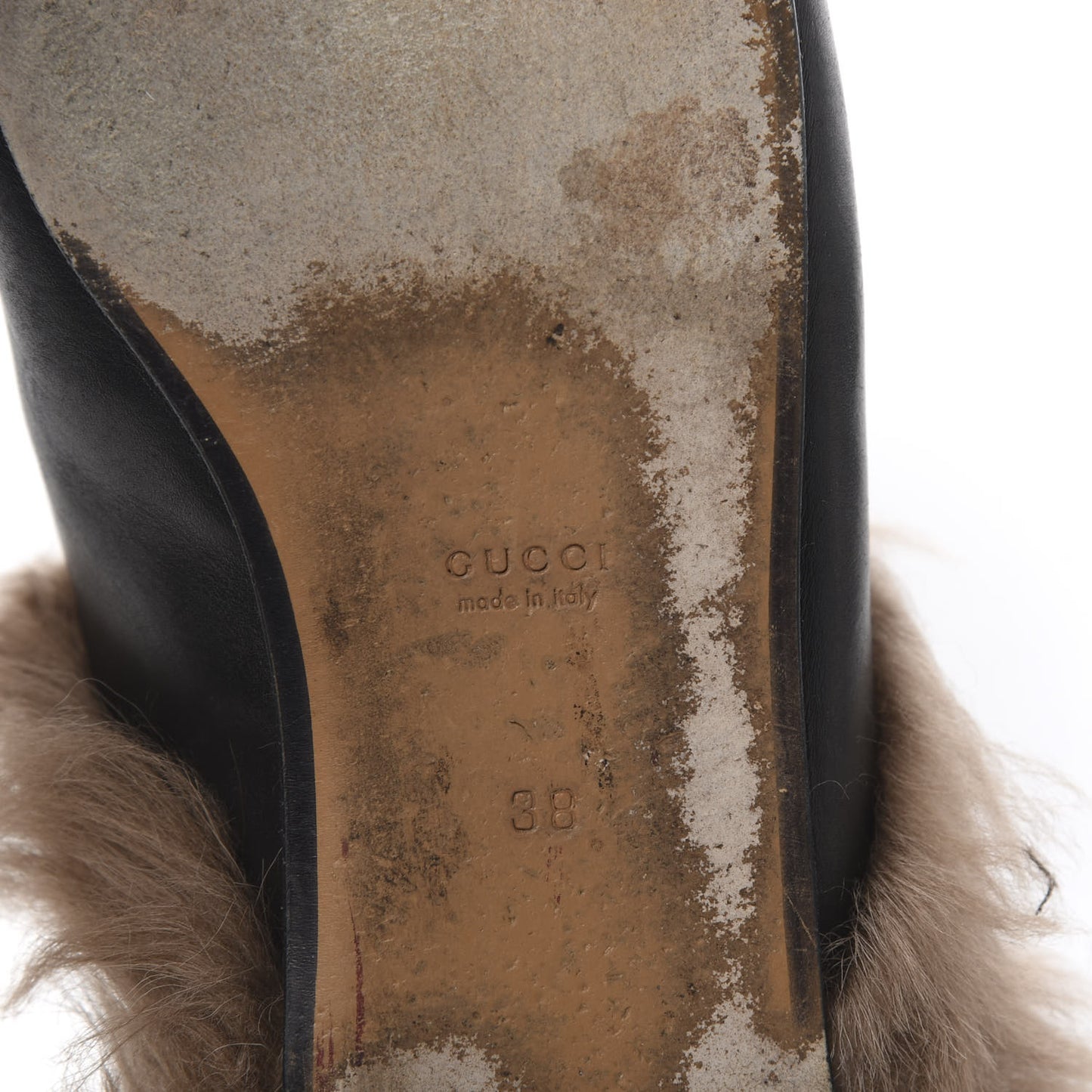 Calfskin Fur Womens Princetown Slippers 38 Black