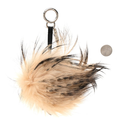 Fendi Vitello Flamingo Fox Fur Flurry Monster Bag Bug Cube Charm White 2 of 3