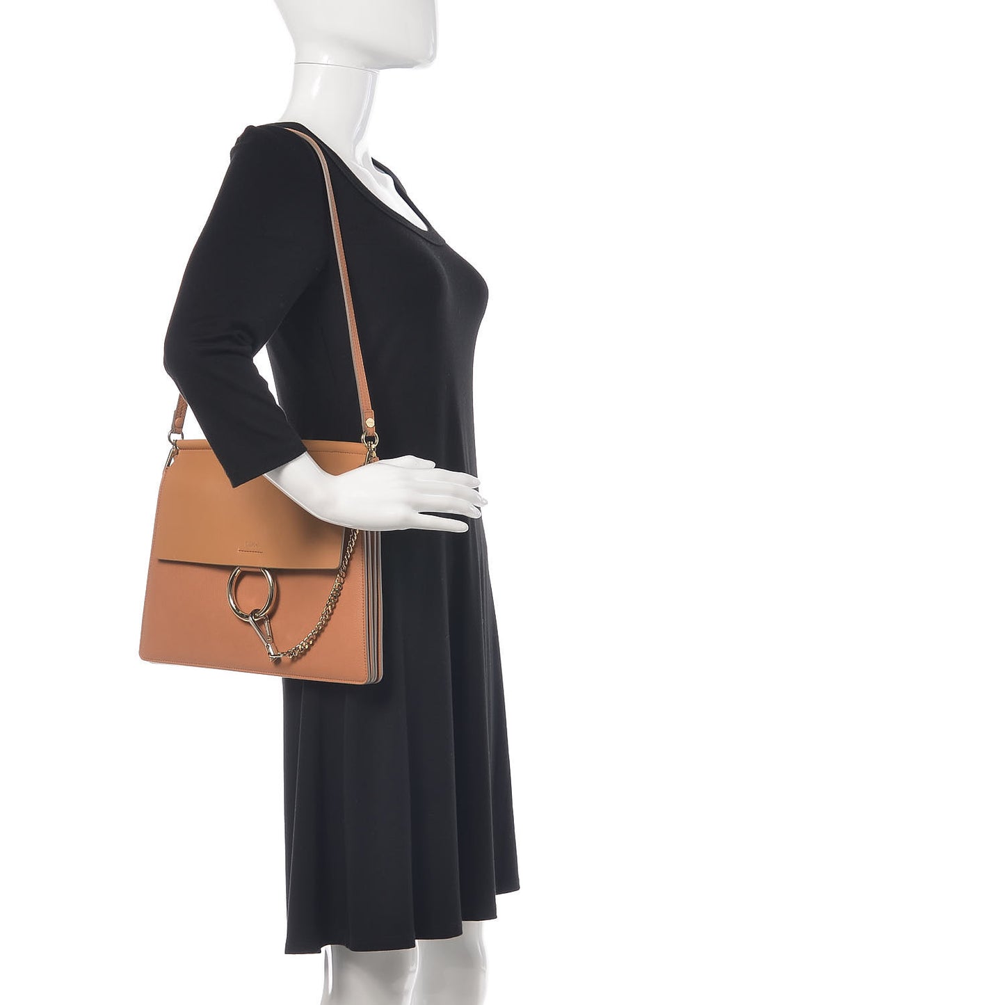 Grained Calfskin Smooth Lambskin Medium Faye Shoulder Bag Milky Coffee