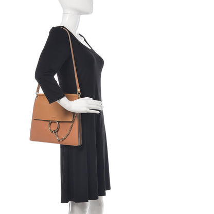 Chloe Grained Calfskin Smooth Lambskin Medium Faye Shoulder Bag Milky Coffee 2 of 9