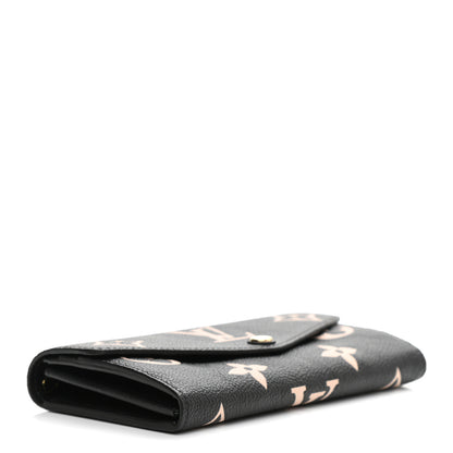 Louis Vuitton Monogram Empreinte Giant Sarah Wallet Black Beige 4 of 7