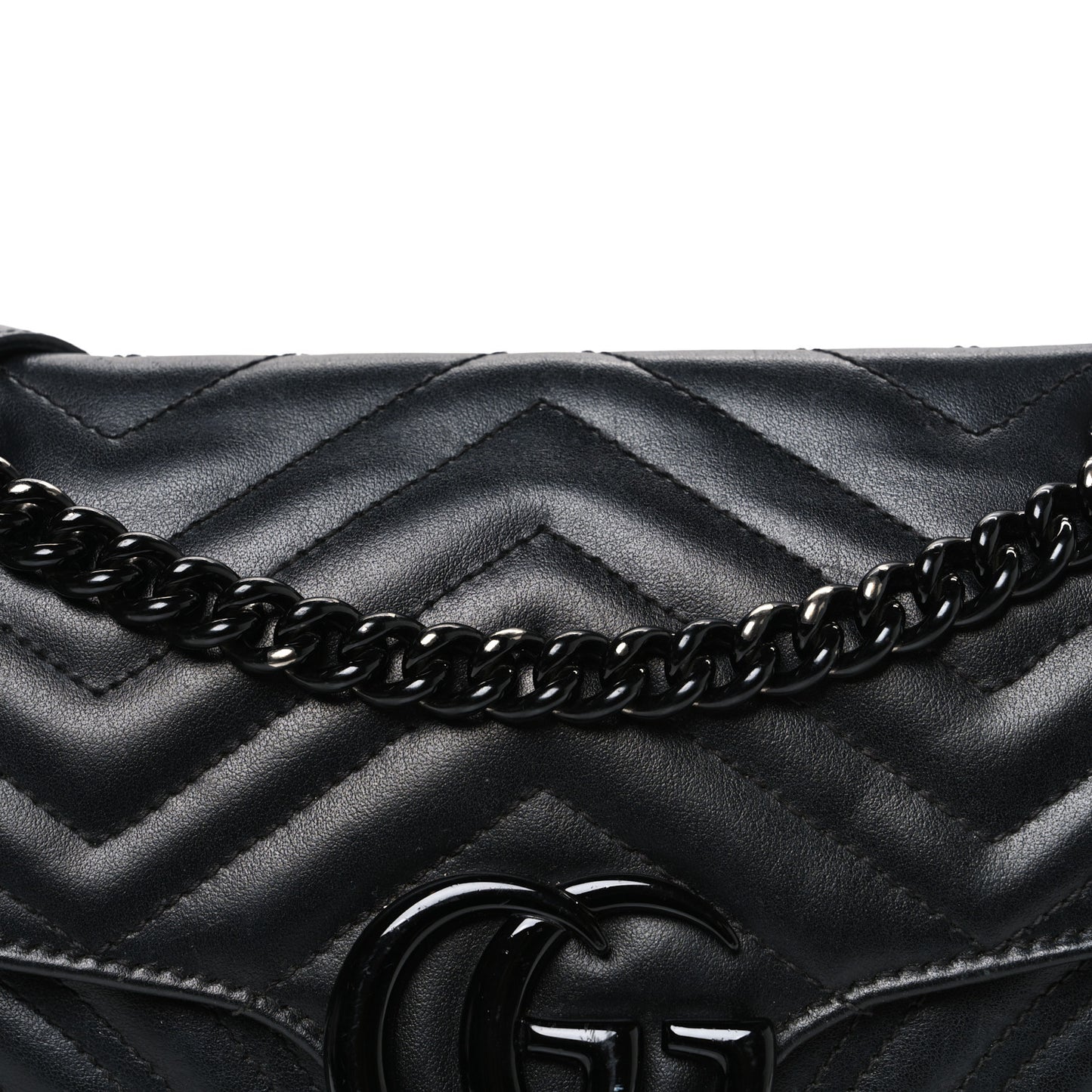 Calfskin Matelasse Monochrome Small GG Marmont Shoulder Bag Black