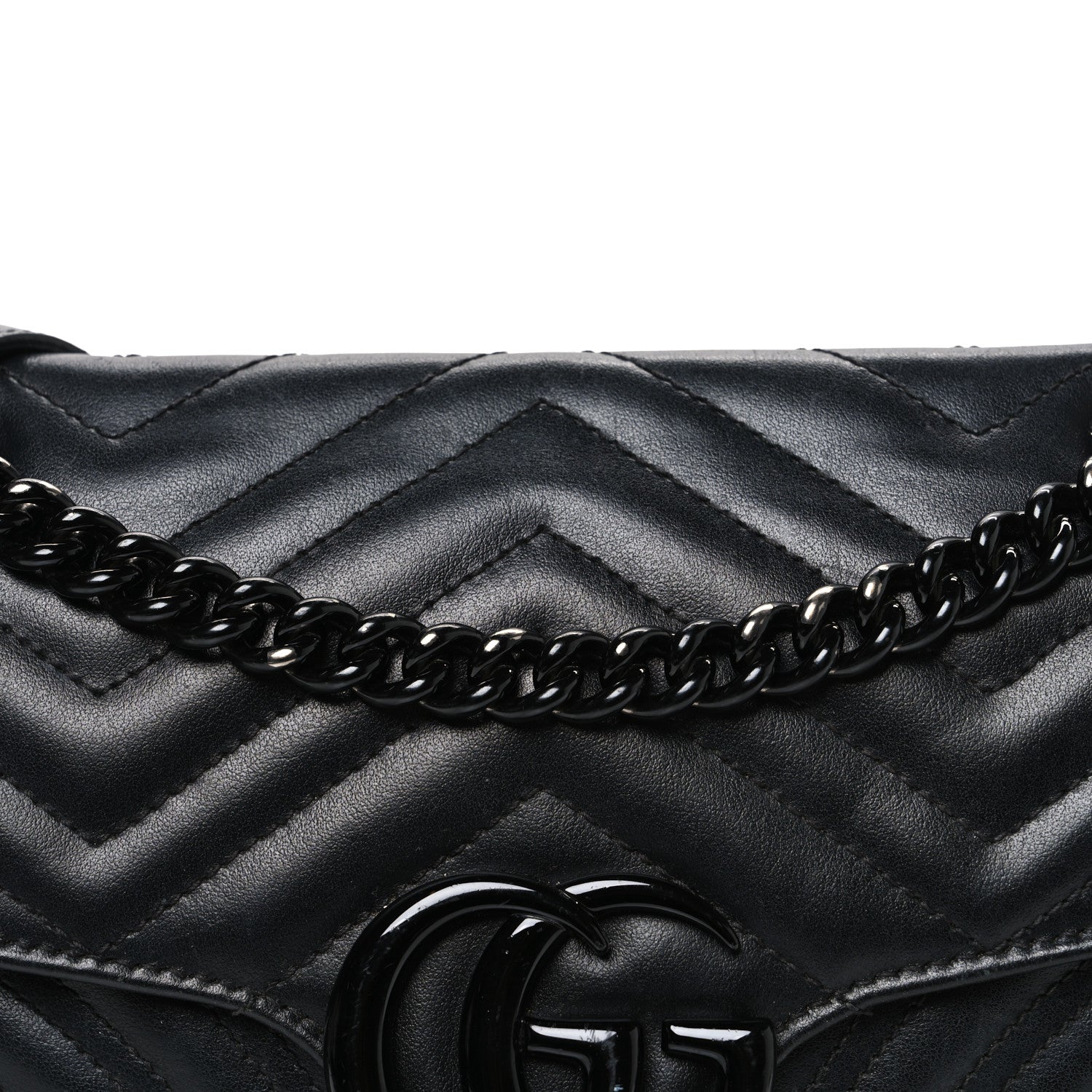 Gucci Calfskin Matelasse Monochrome Small GG Marmont Shoulder Bag Black 8 of 12