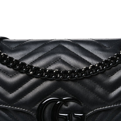 Gucci Calfskin Matelasse Monochrome Small GG Marmont Shoulder Bag Black 8 of 12