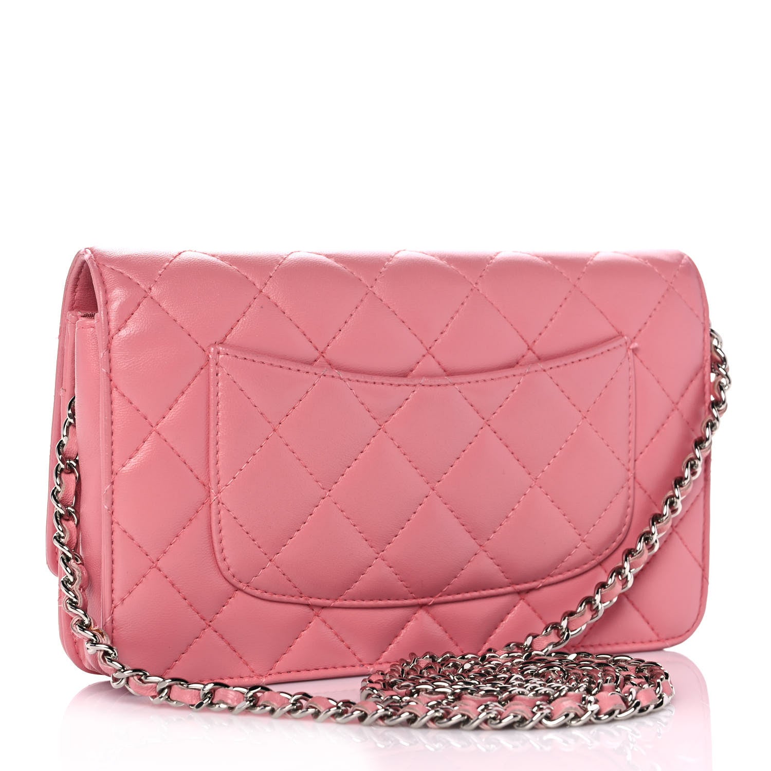Chanel Lambskin Quilted Wallet on Chain WOC Pink 2 of 14