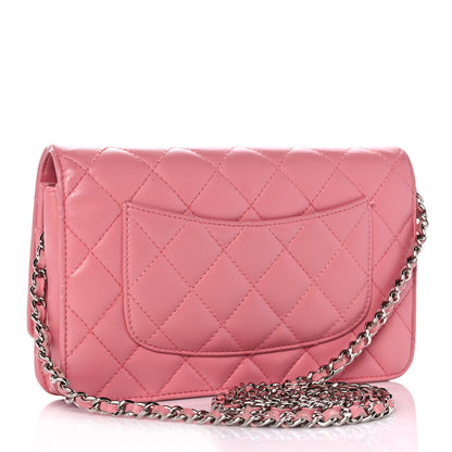 Chanel Lambskin Quilted Wallet on Chain WOC Pink 2 of 14