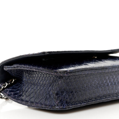 Chanel Snakeskin Wallet On Chain WOC Navy 10 of 12