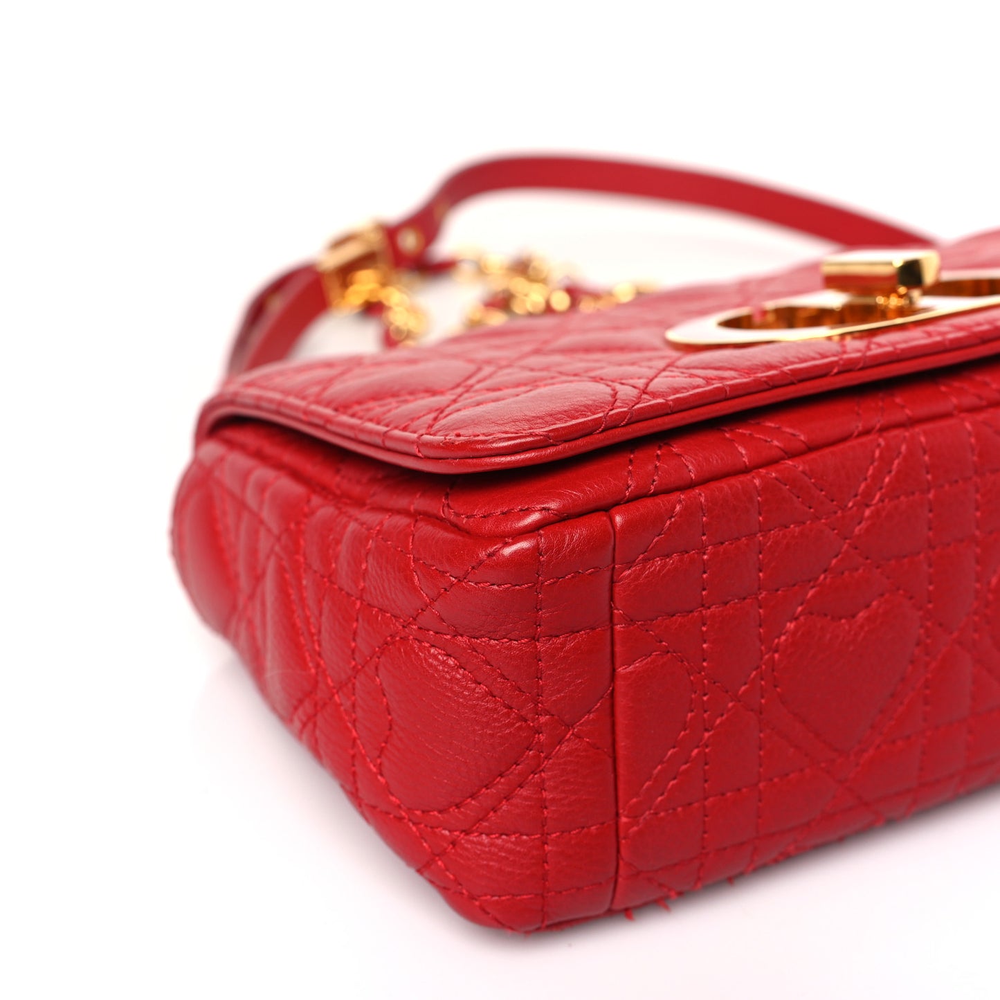 Calfskin Cannage Dioramour Small Caro Bag Bright Red