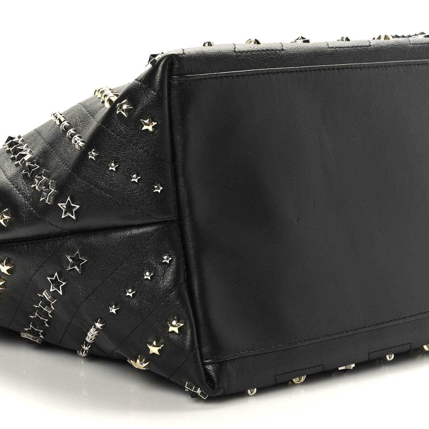 Jimmy Choo Calfskin Diagonal Star Studded Tote Black 7 of 8