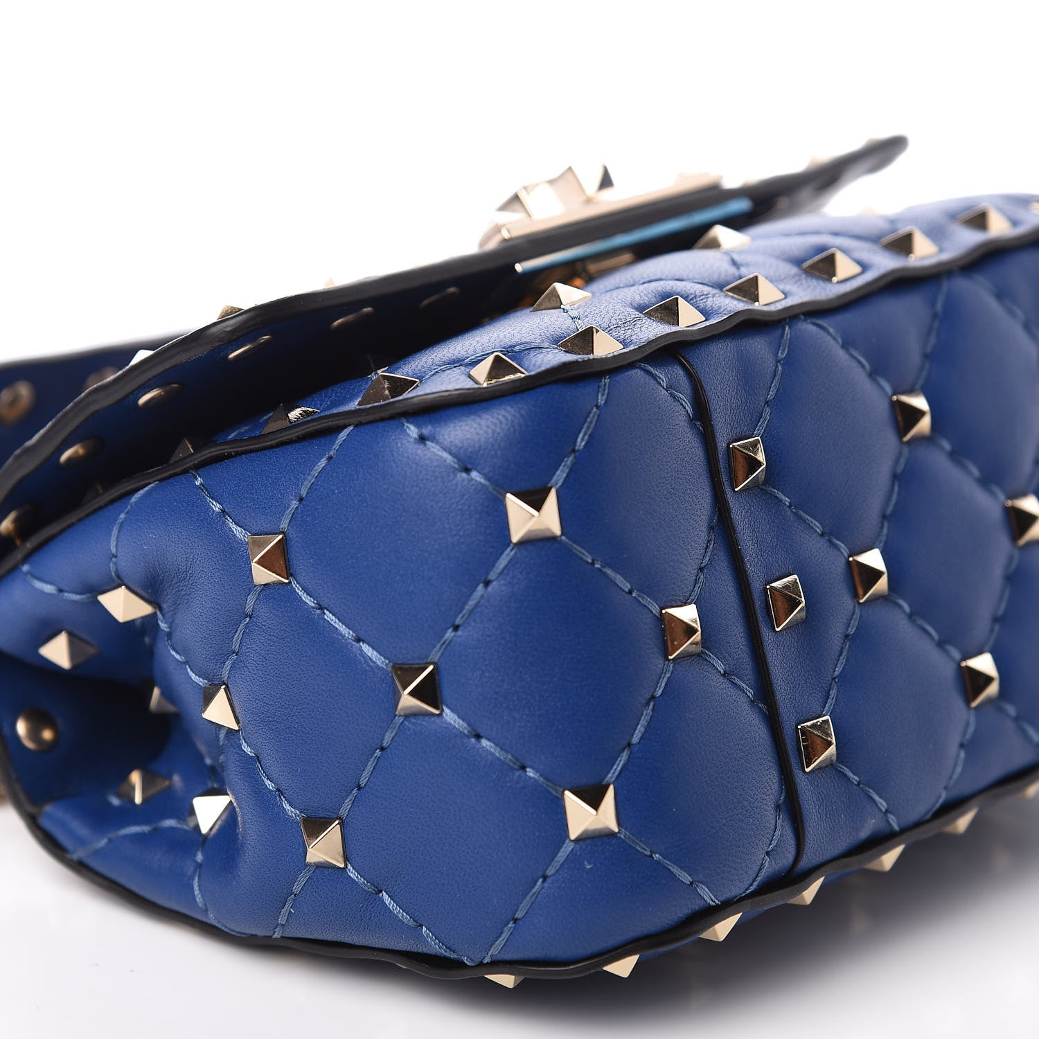 Valentino Garavani Nappa Micro Rockstud Spike Shoulder Bag Blue 6 of 10