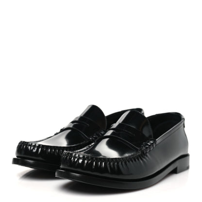 Saint Laurent Glazed Calfskin Chunky Le Loafer Penny Slippers 38.5 Black 4 of 10