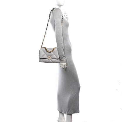 Chanel Goatskin Quilted Medium Chanel 19 Flap Grey 2 of 11