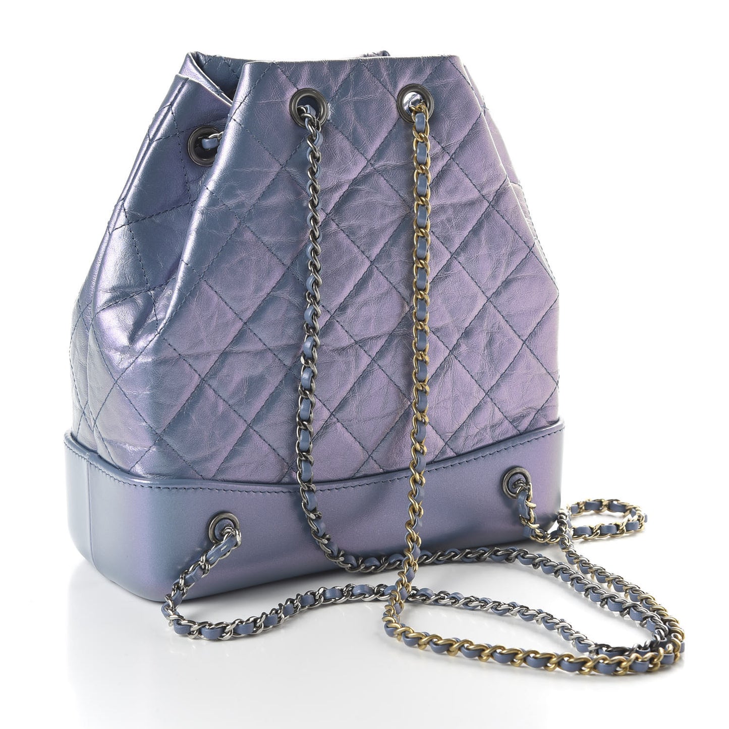 Iridescent Lambskin Calfskin Small Quilted Gabrielle Backpack Light Purple