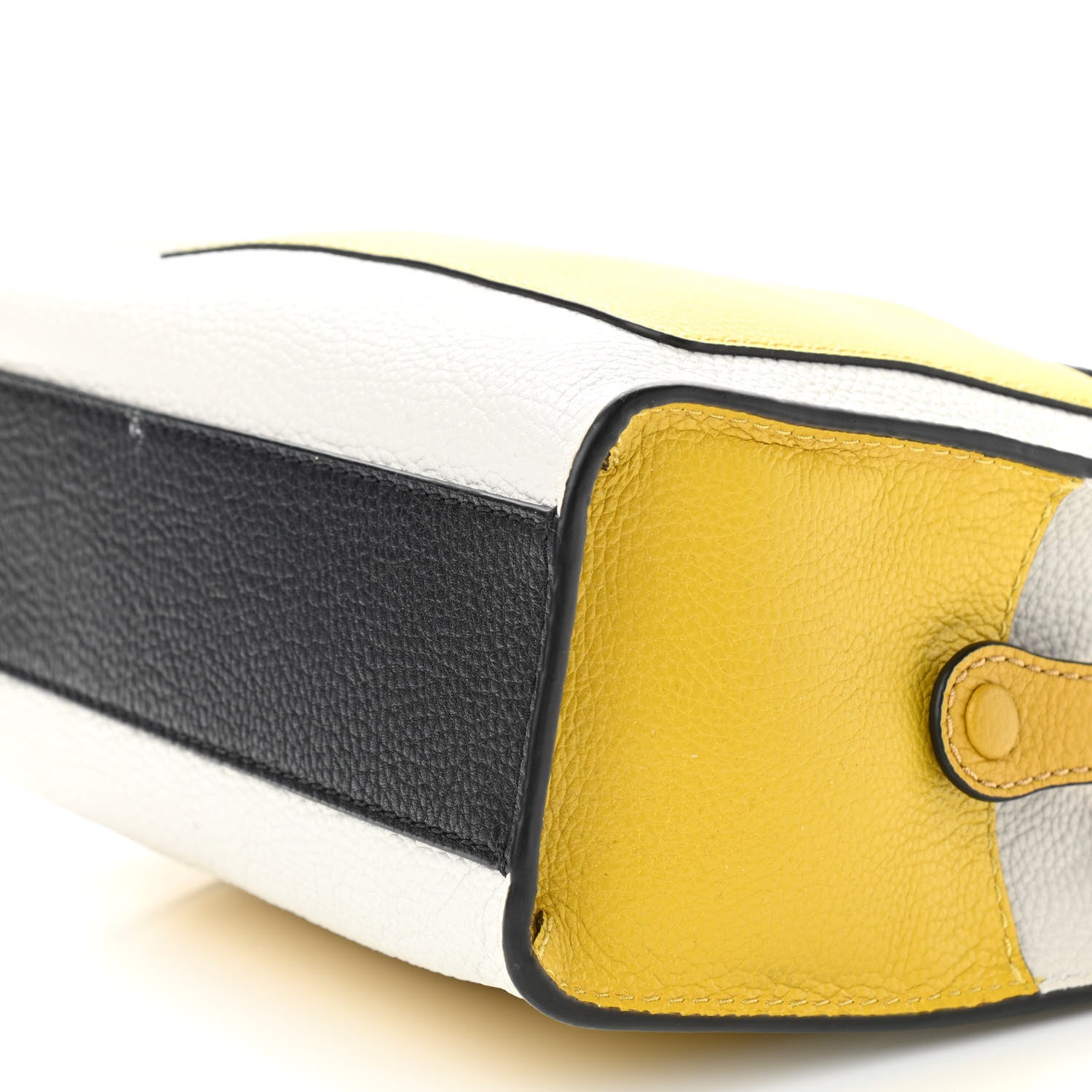 Marc Jacobs Grained Calfskin Colorblock Mini Grind Tote Yellow White Black 9 of 10