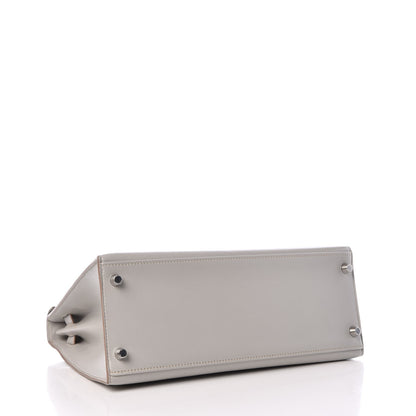 Hermes Tadelakt Kelly Sellier Guilloche 28 Gris Perle 6 of 36