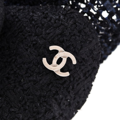 Chanel Tweed Camellia Pin Brooch Navy Blue 4 of 4