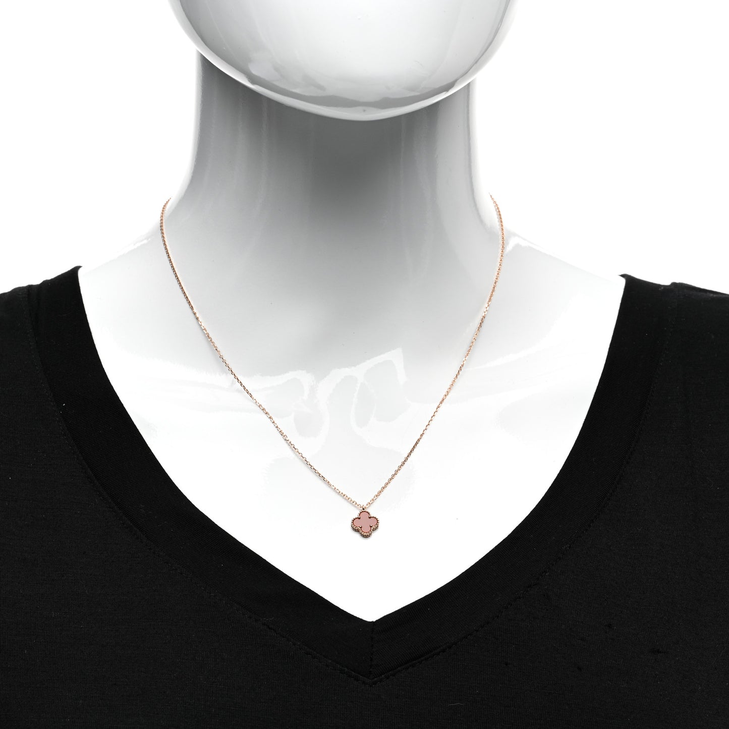 18K Rose Gold Carnelian Sweet Alhambra Pendant Necklace