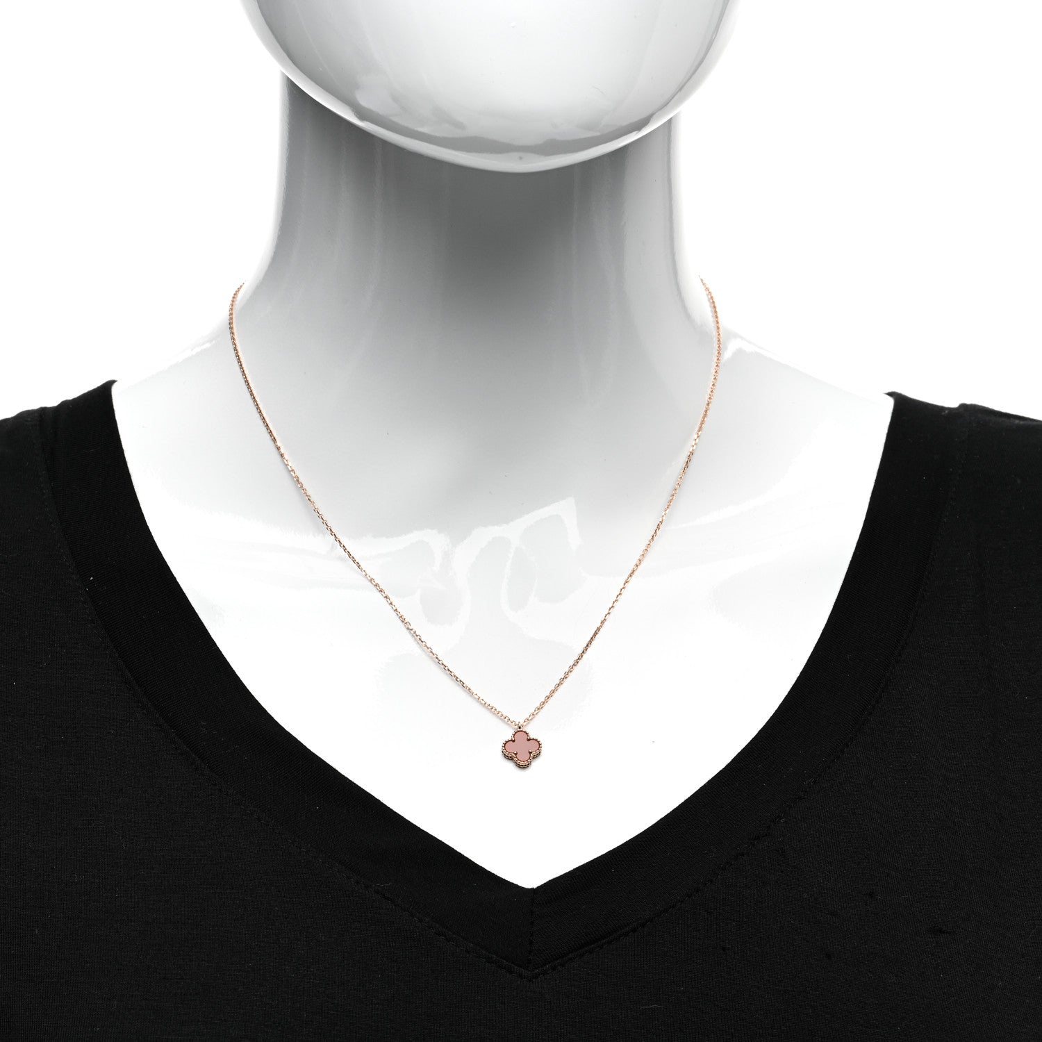 Van Cleef & Arpels 18K Rose Gold Carnelian Sweet Alhambra Pendant Necklace 2 of 5