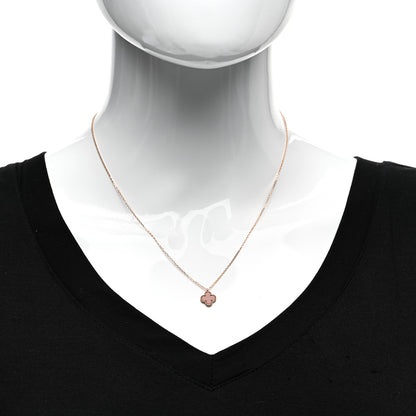 Van Cleef & Arpels 18K Rose Gold Carnelian Sweet Alhambra Pendant Necklace 2 of 5
