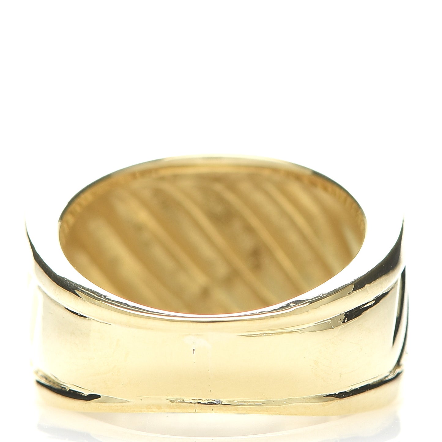 18K Yellow Gold Diamond Cable Cigar Band Ring 52 6