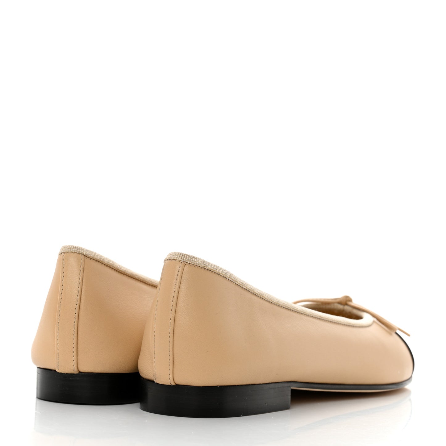 Lambskin Cap Toe CC Ballerina Flats 37.5 Beige Black
