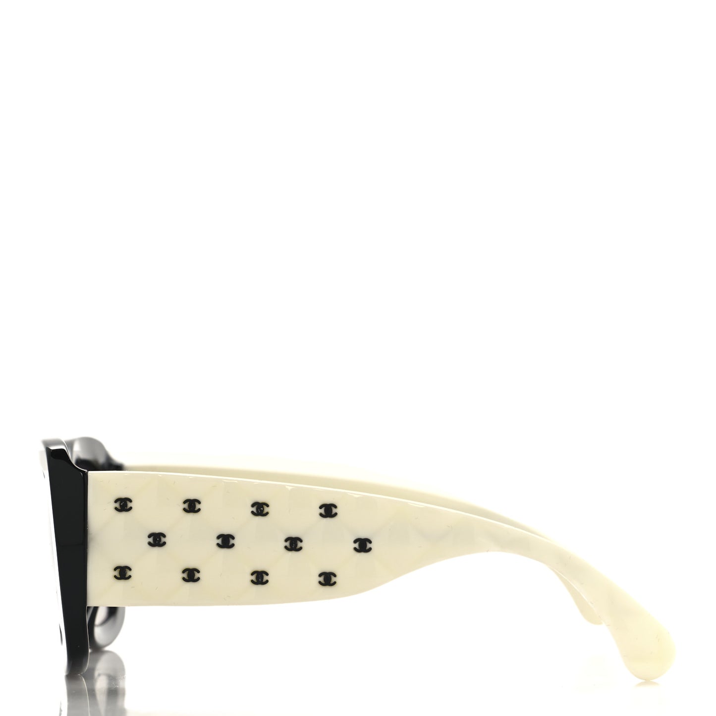 Acetate Quilted CC Rectangle Sunglasses 5483-A White Black