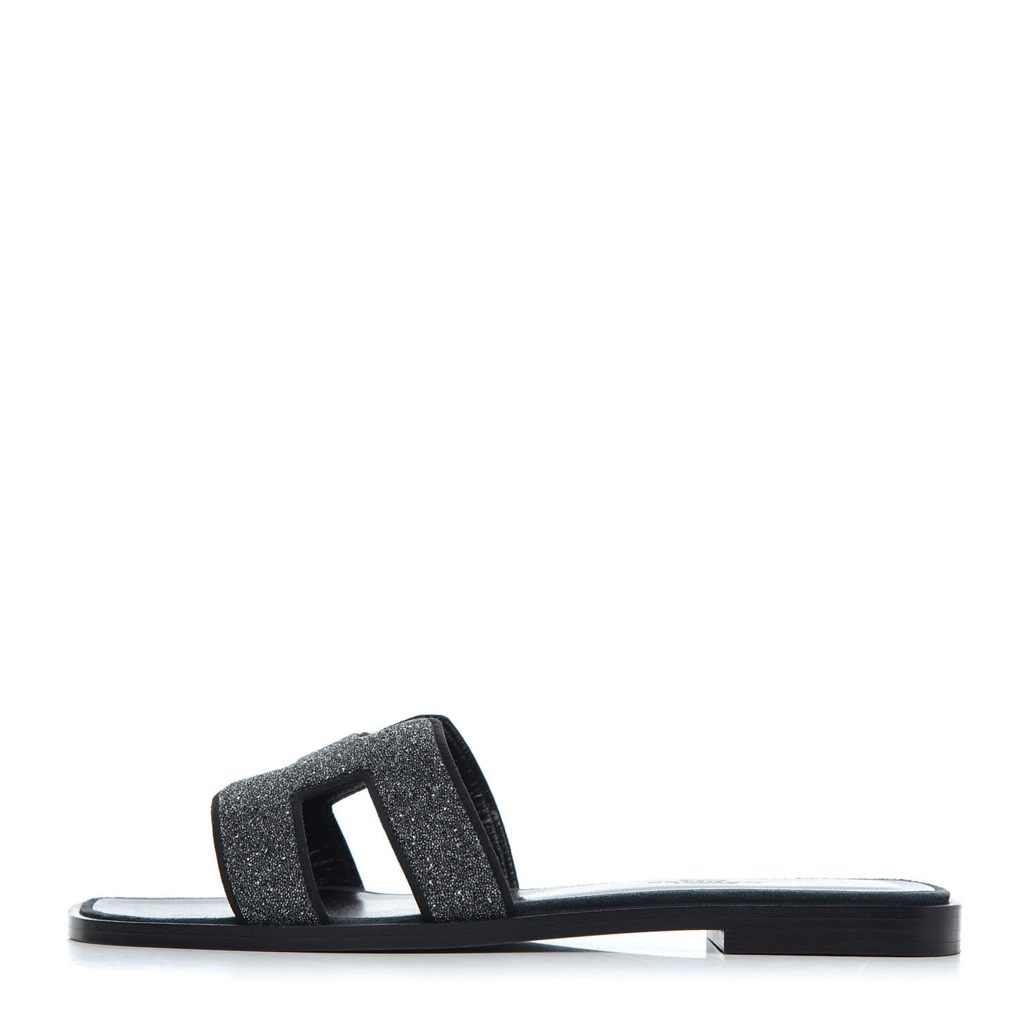 Suede Goatskin Crystal Oran Sandals 35.5 Bleu Gris