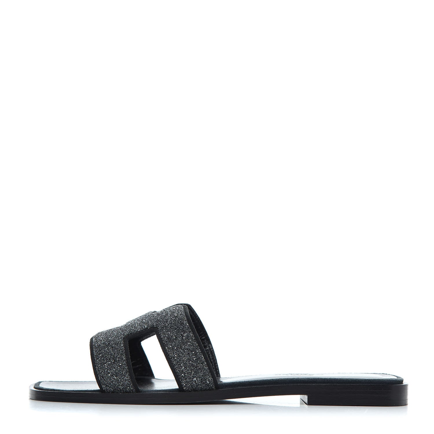 Hermes Suede Goatskin Crystal Oran Sandals 35.5 Bleu Gris 1 of 17