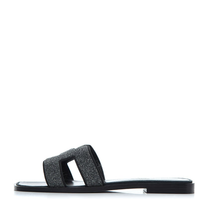 Hermes Suede Goatskin Crystal Oran Sandals 35.5 Bleu Gris 1 of 17
