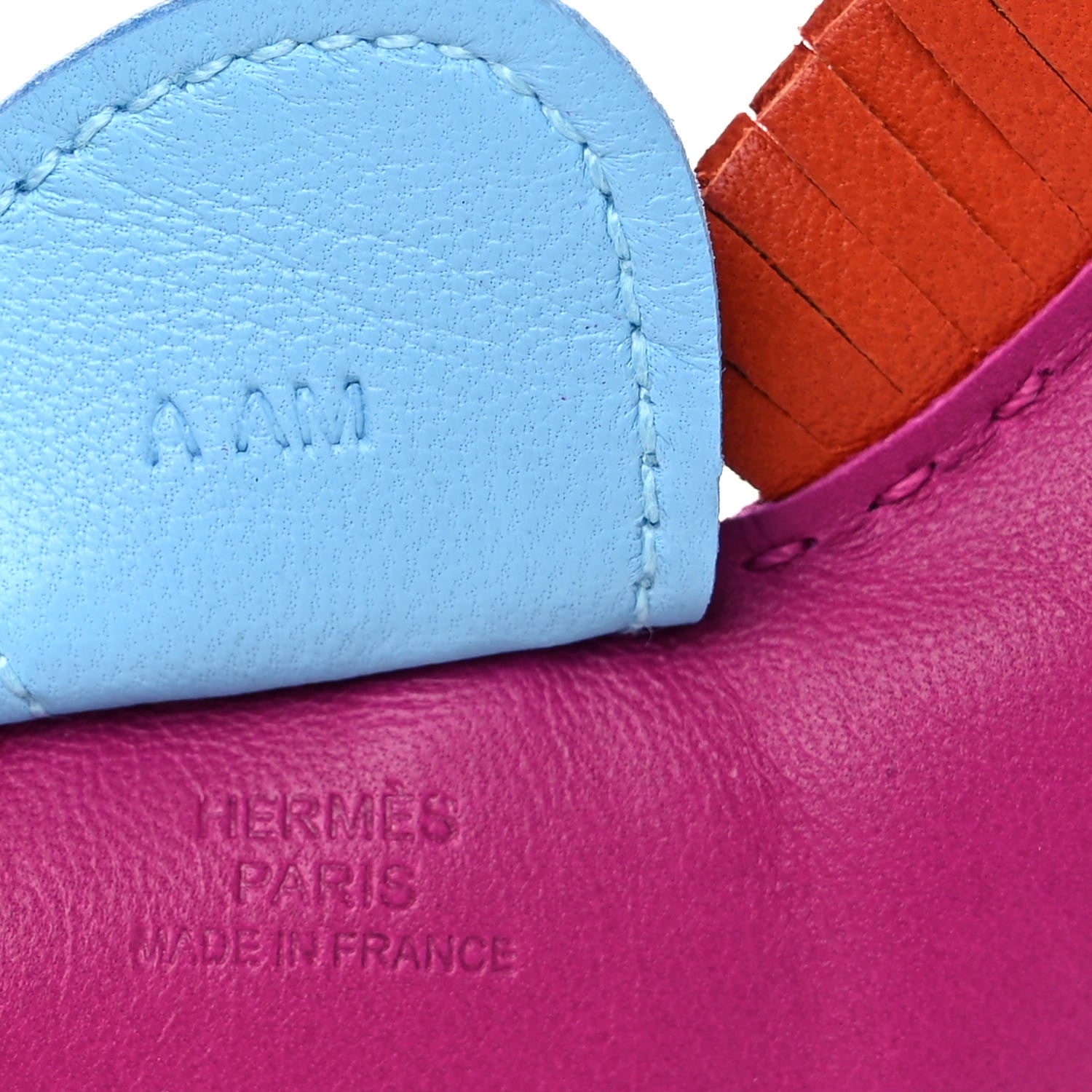 Hermes Milo Lambskin Grigri Rodeo Horse Bag Charm PM Rose Pourpre Cornaline Celeste 3 of 4