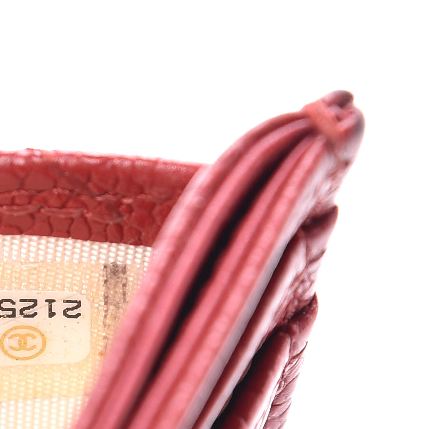 Caviar Quilted Card Holder Dark Red