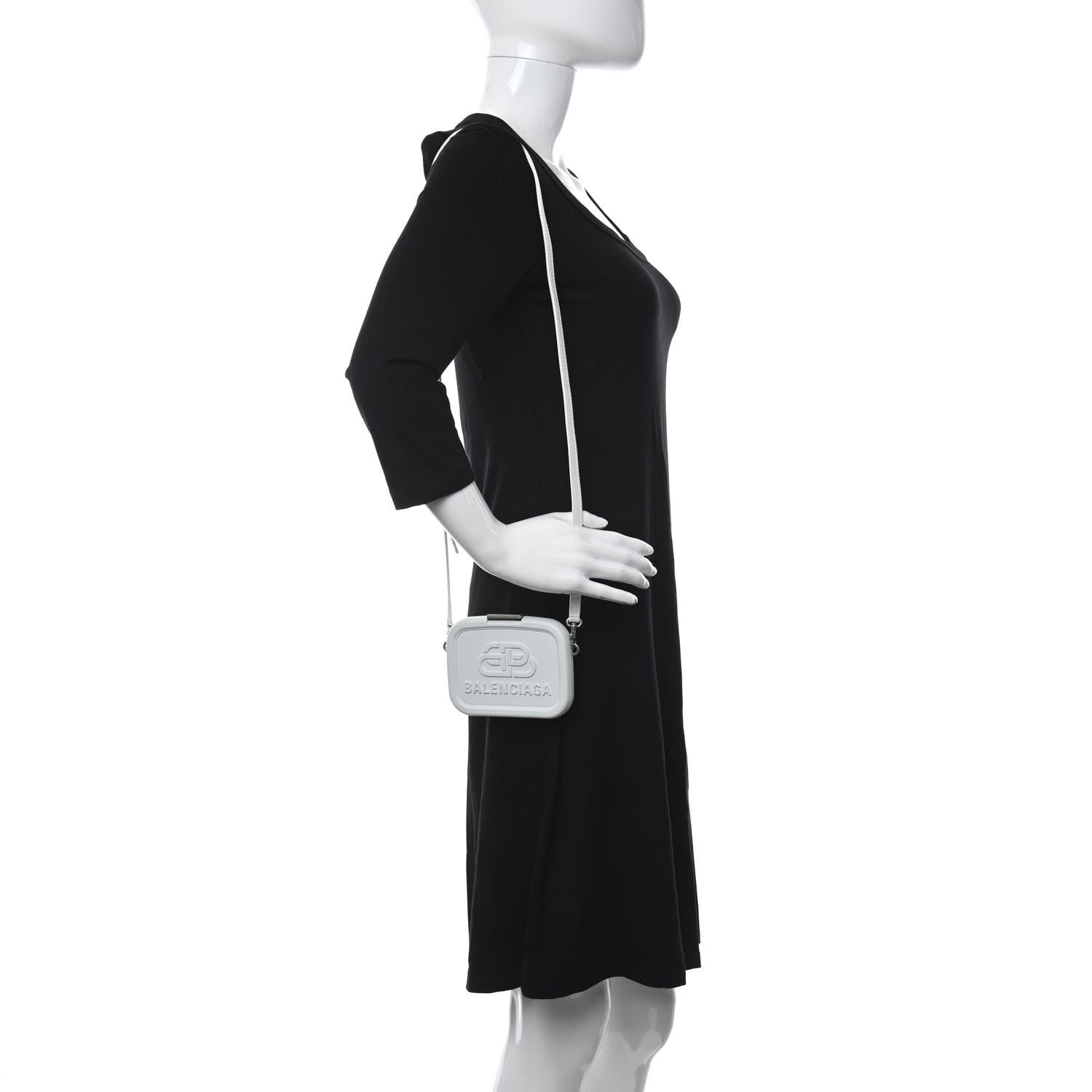 Balenciaga Recycled Plastic Calfskin Embossed Mini Lunch Box Case with Strap White 2 of 10