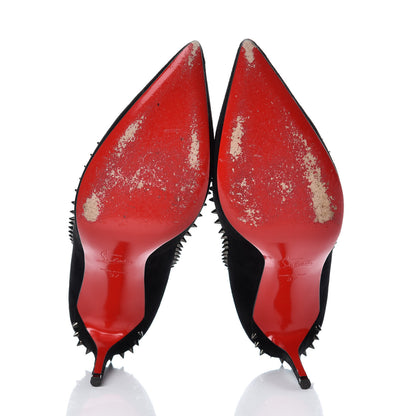 Christian Louboutin Suede Studded Anjalina 85 Pumps 37 Black 7 of 16