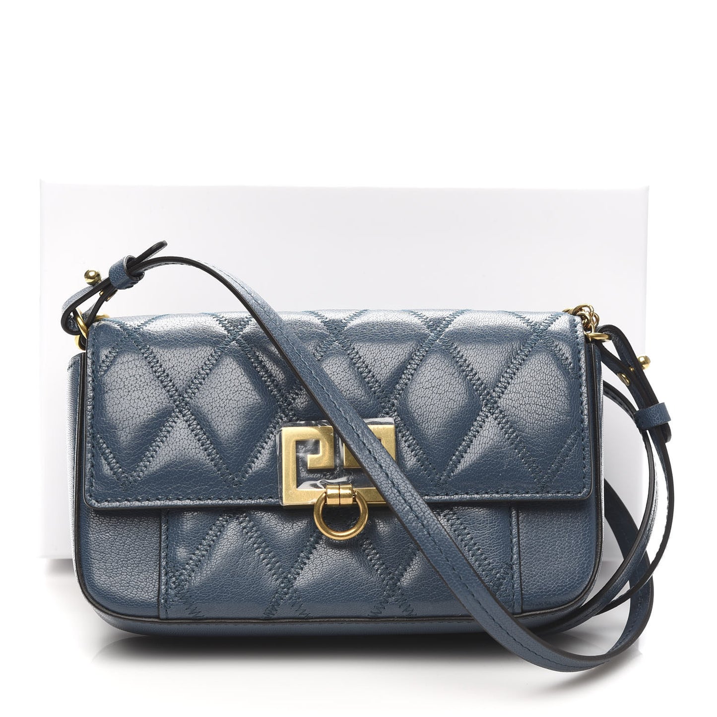 Goatskin Quilted GV3 Mini Pocket Convertible Bag Mineral Blue