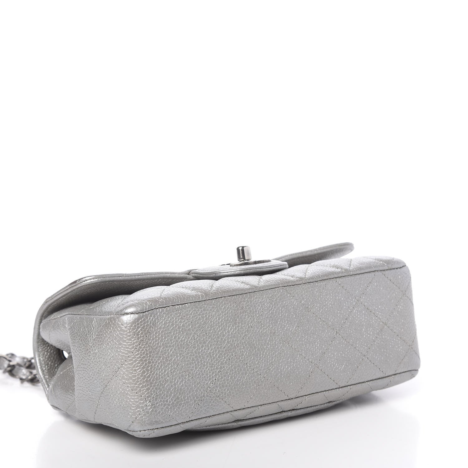 Chanel Metallic Caviar Quilted Mini Rectangular Flap Silver 4 of 11